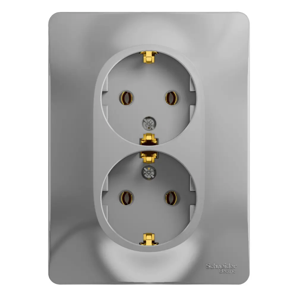 Systeme Electric Glossa — двойная розетка с заземлением в алюминиевом исполнении 89365957 STLM-1435480