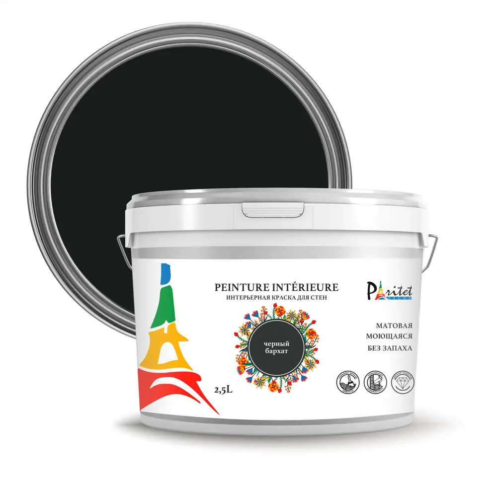 Краска для стен и потолков Paritet матовая цвет черный бархат 2.5 л STLM-2099625