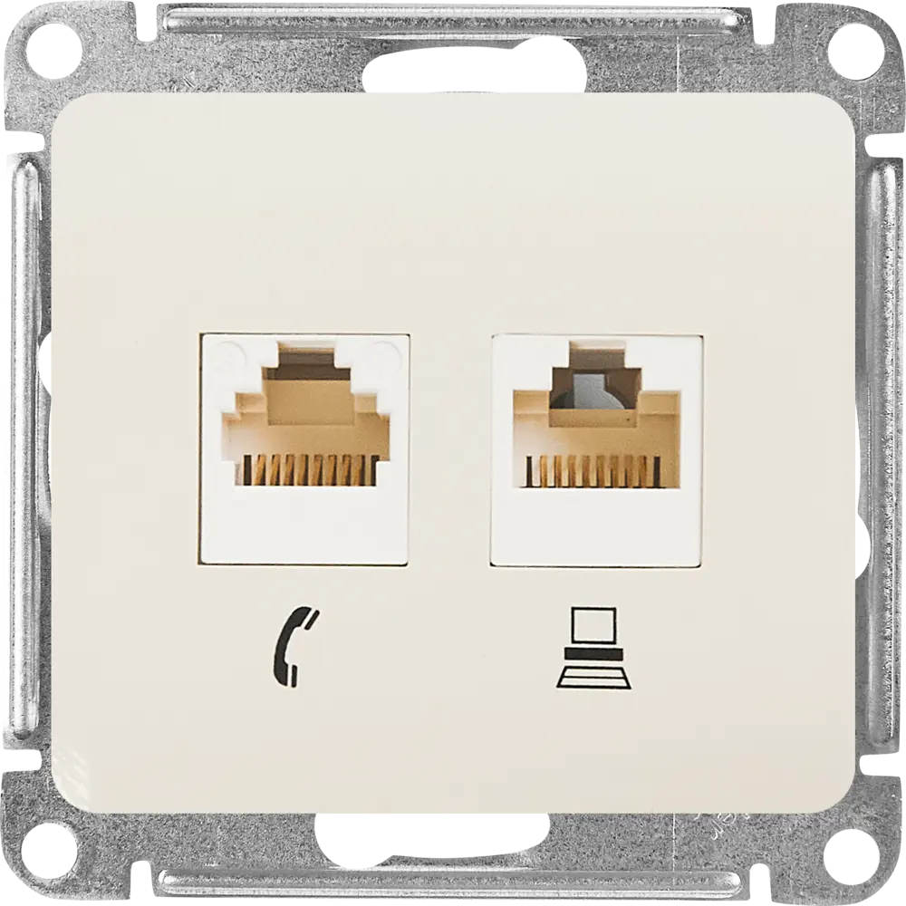 Schneider Electric Glossa - Телекоммуникационная розетка RJ11/RJ45 для интернета и телефона 86710157 STLM-0070778
