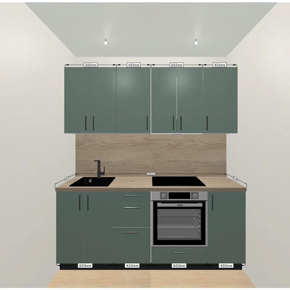 Кухонный гарнитур 200x60 см София цвет зеленый KONSENSA STLM-2007453 - Вид №1