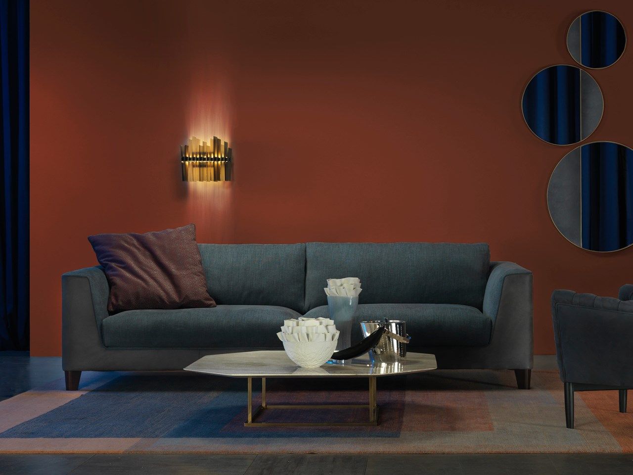 Секционный диван из кожи и ткани Borzalino статус-кво ARCH-00079190 - Вид №7