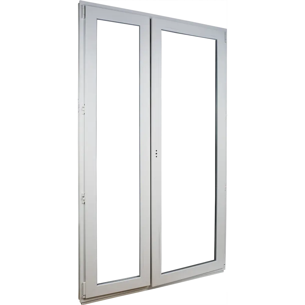 Пластиковое балконная дверь ПВХ Deceuninck двустворчатая 2100x1200 мм (ВхШ) однокамерный стеклопакет белый STLM-2208982