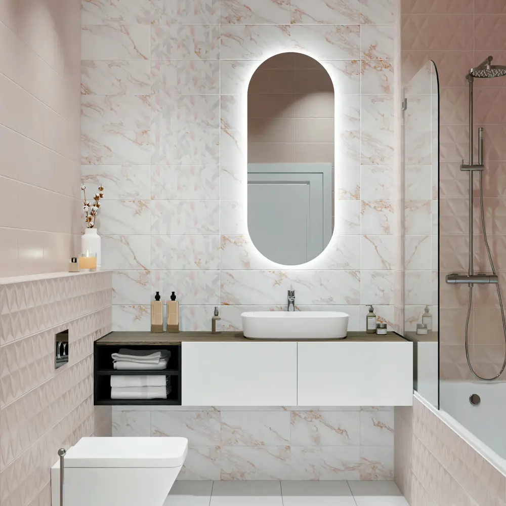 Настенная плитка KREAFORTA Mersey Mono 20x40 см 1.62 м² матовая цвет розовый STLM-2021953 - Вид №6