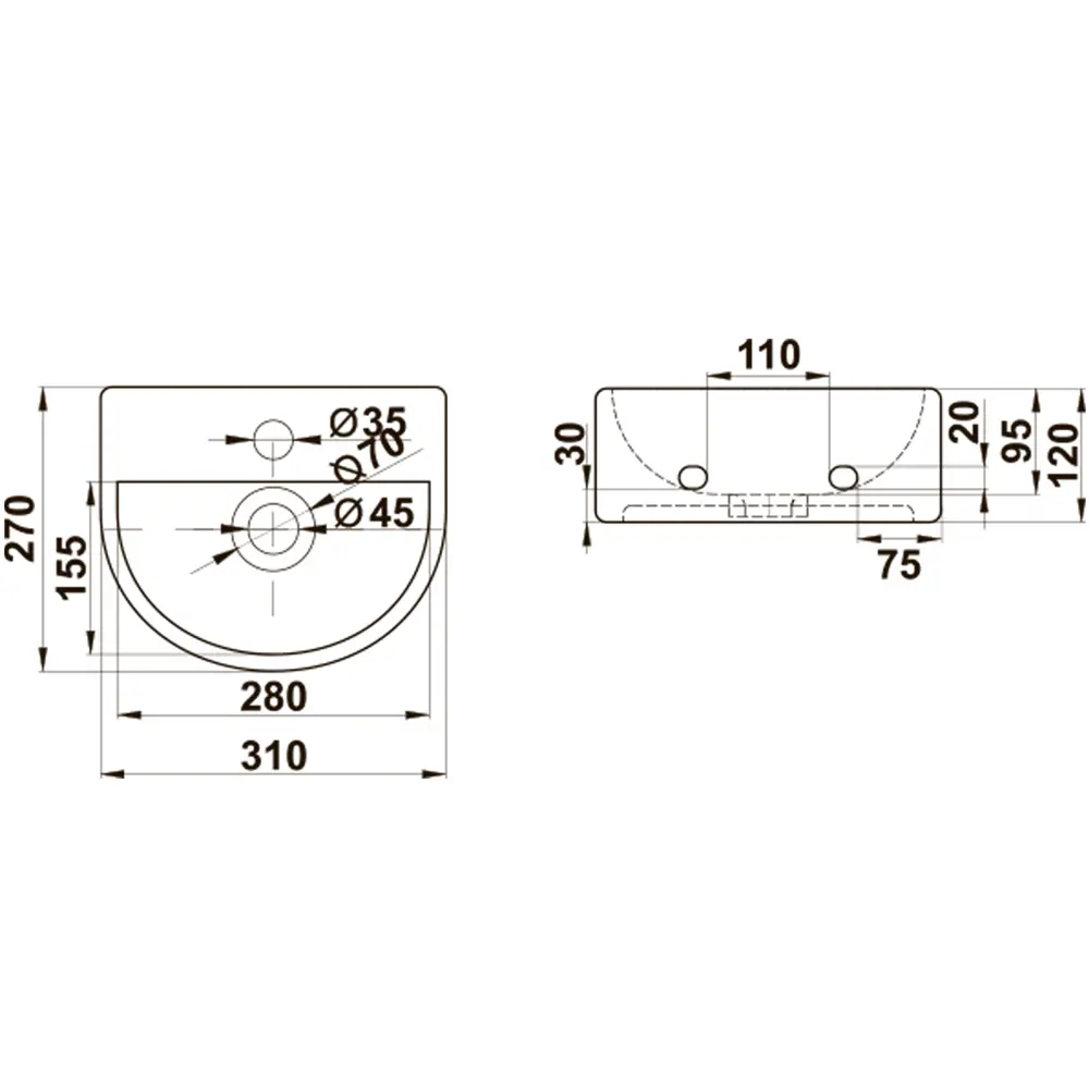 Мини-раковина Melana MLN-320344 подвесная белая STLM-2110833 - Вид №7