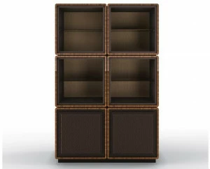 BRUNO ZAMPA Модульный книжный шкаф с обивкой из ореха и кожи Dedalo 224i