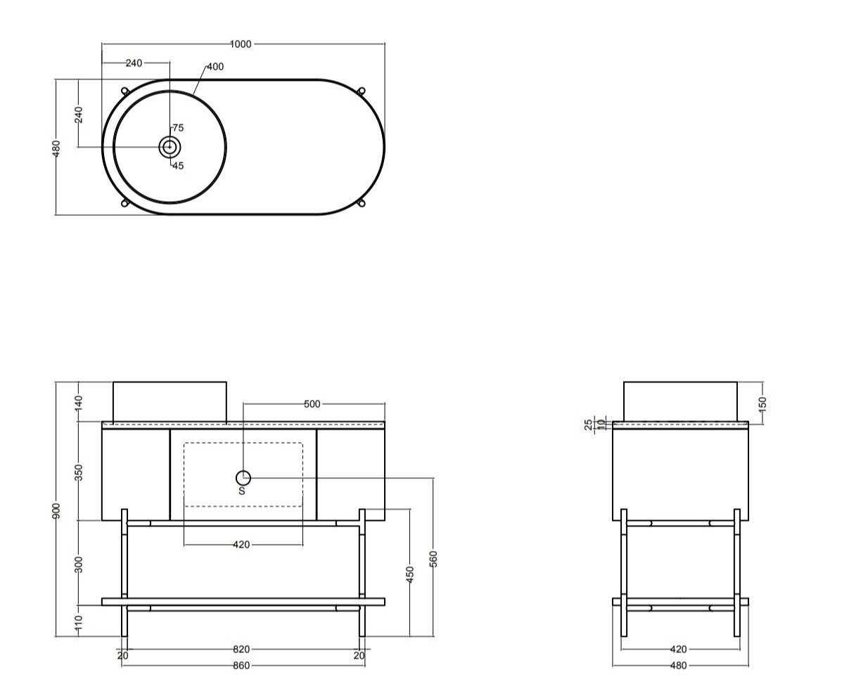 Деревянный умывальник с ящиками Axa Mate ARCH-00003472 - Вид №4