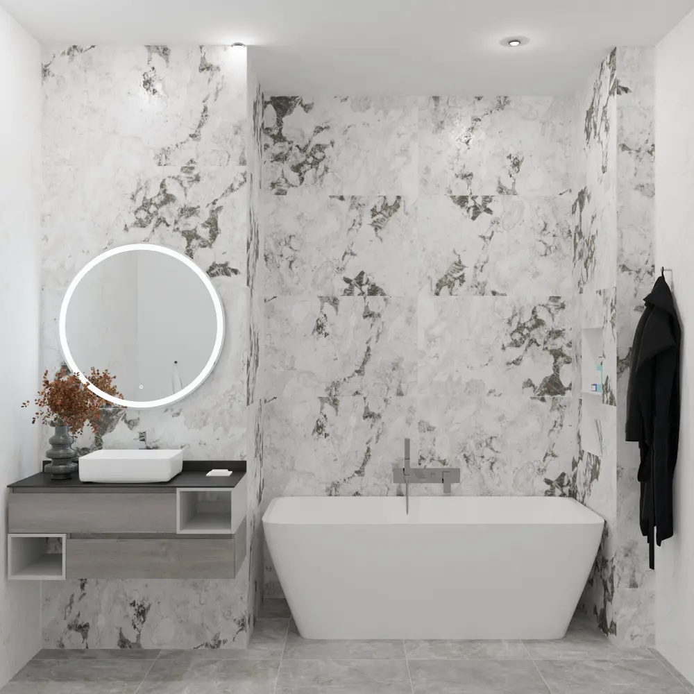 Глазурованный керамогранит Аксима Мейдстоун 60x120 см 1.44 м² матовый цвет светло-серый AXIMA MAIDSTONE STLM-2160815 - Вид №5
