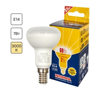 Лампа светодиодная Volpe Norma E14 220 В 7 Вт зеркальная 600 лм тёплый белый свет