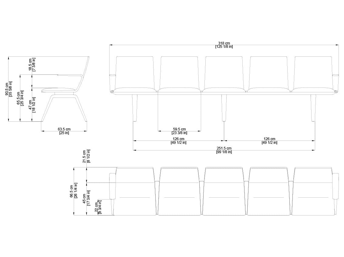 Стул для зала ожидания 5 мест Arper Pausit ARCH-00066826 - Вид №1