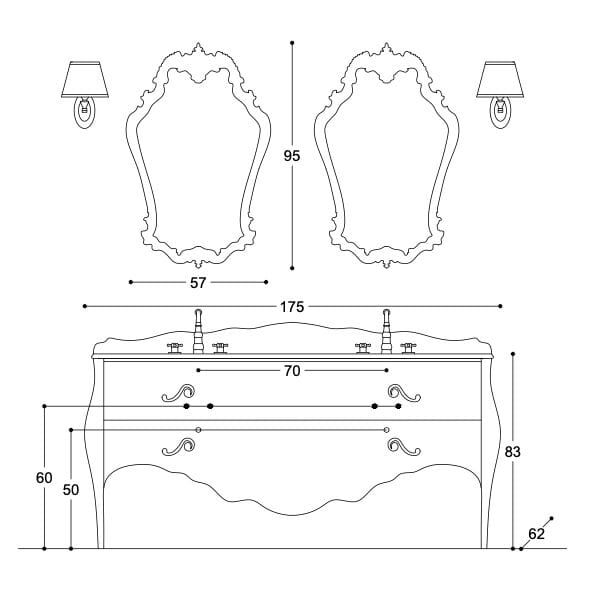 Напольная двойная раковина с ящиками Gaia Mobili Classic ARCH-00036019 - Вид №3