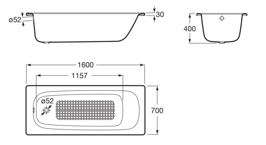 Встраиваемая стальная нескользящая ванна Roca CONTESA 2373 / 2377 ARCH-00043240 - Вид №2