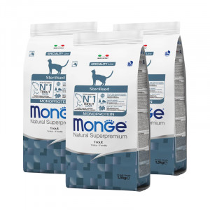 ПР0047848*3 Корм для кошек Cat Monoprotein Sterilised для стерилизованных, форель сух. 1,5кг (упаковка - 3 шт) Monge