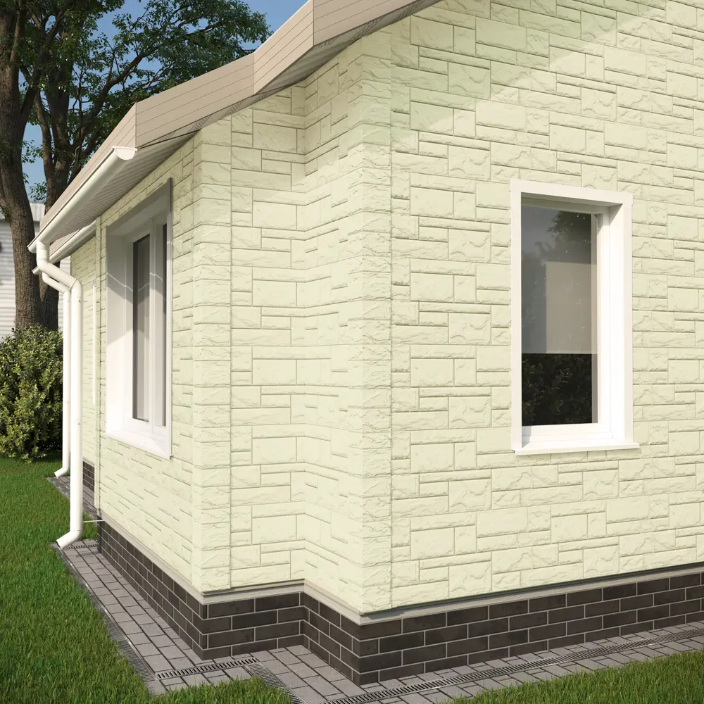 Фасадная панель Docke Dacha слоистый камень 930x406 мм светло-желтый 0.38 м² DÖCKE STLM-2210962 - Вид №1