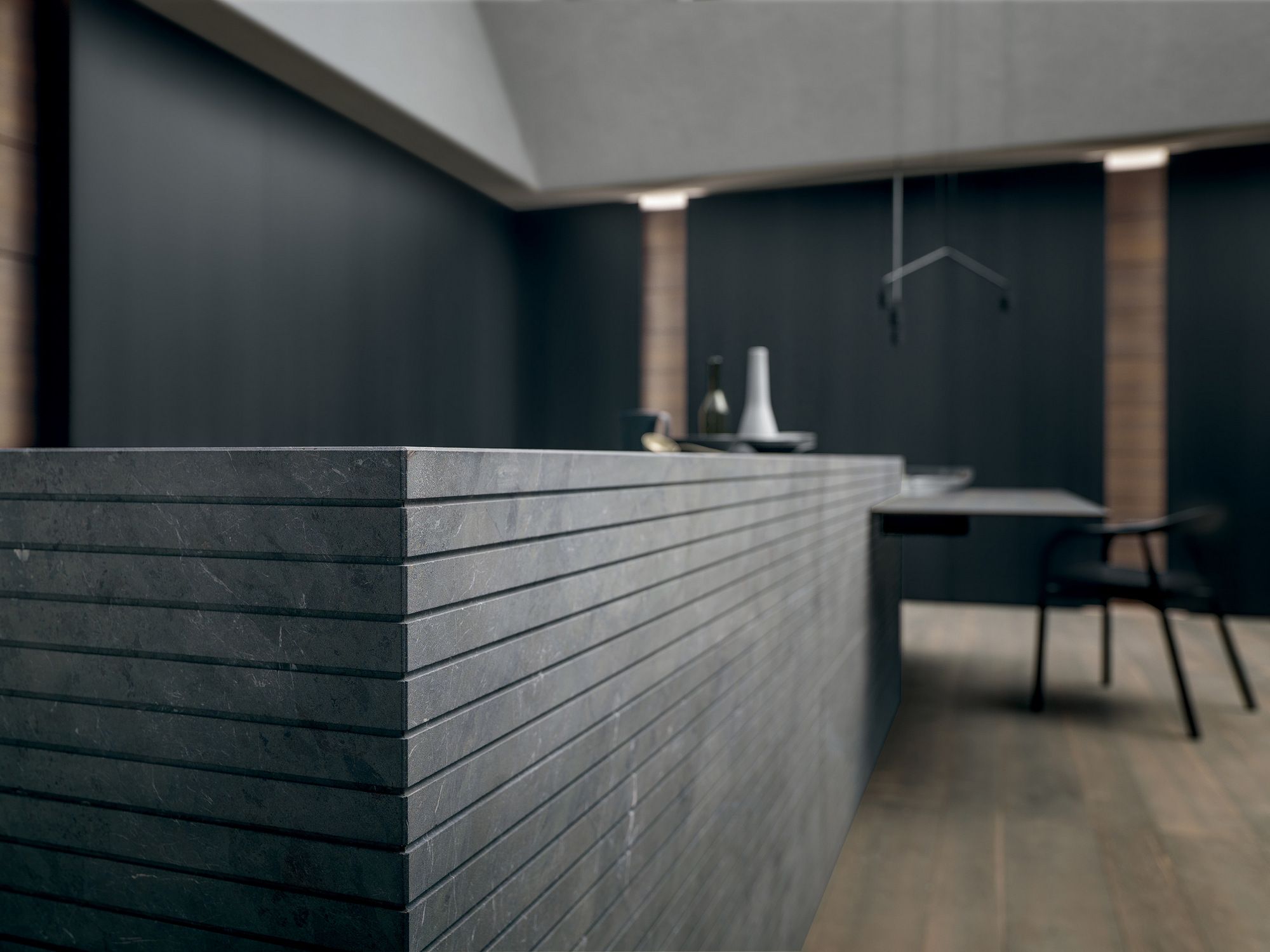 Кухня с каменным островом и эвкалиптовым шпоном MODULNOVA Blade Lab ARCH-00136930 - Вид №5