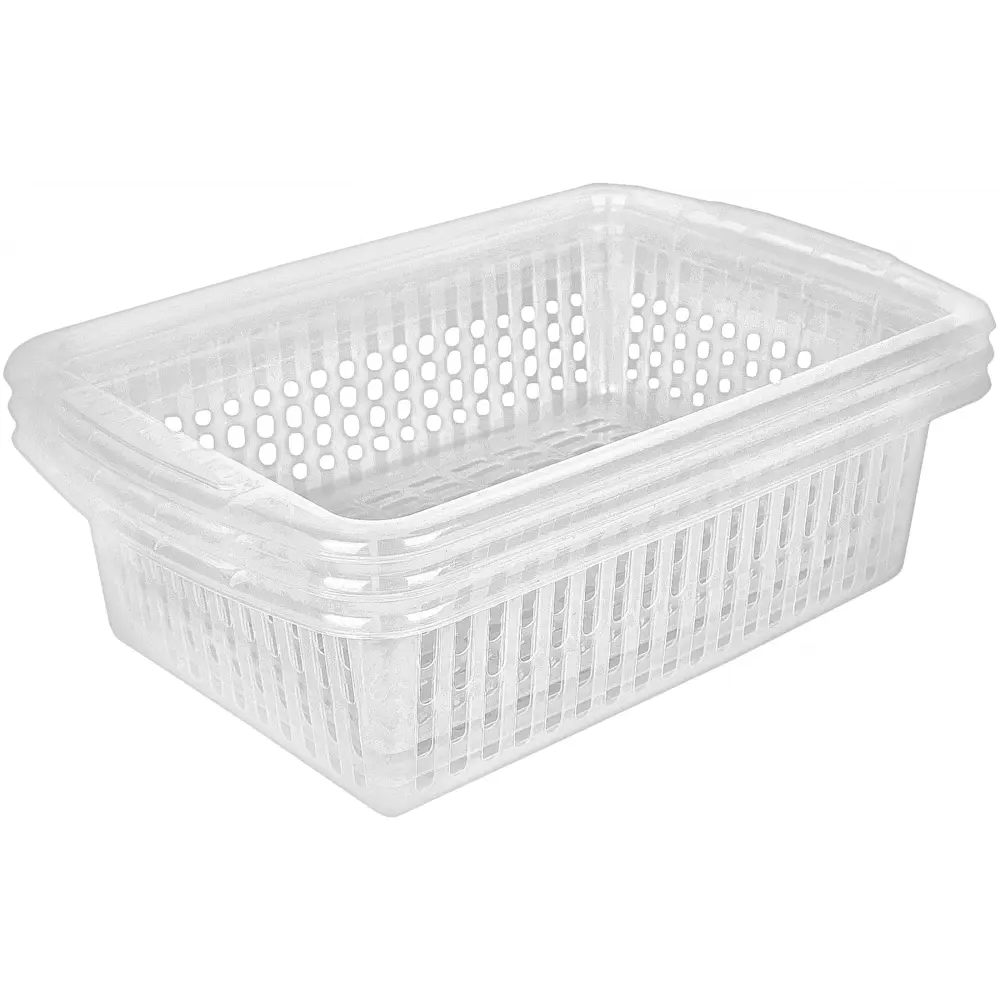Корзинки 37x25x13.5 см пластик без крышки цвет прозрачный 3 шт Santreyd Набор корзинок STLM-2101577