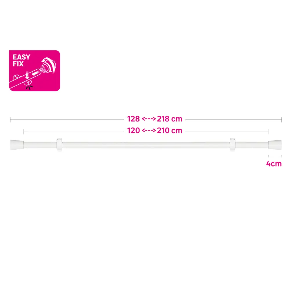 INSPIRE Карниз однорядный Pommel для штор 120-210 см белый 84407354 STLM-0049501 - Вид №5