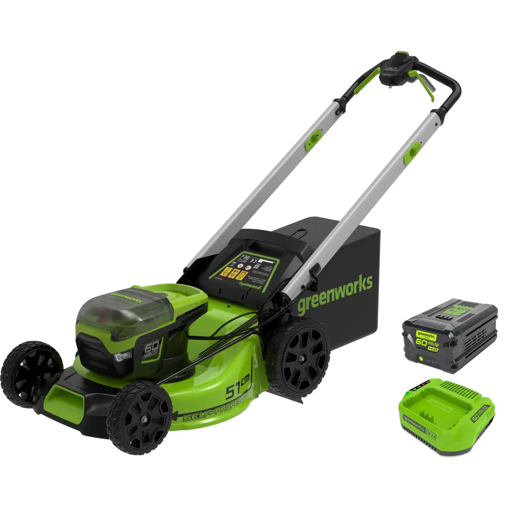 Газонокосилка аккумуляторная бесщеточная самоходная GreenWorks 2514307UB 60 В 60 см 1x4 Ач АКБ и ЗУ входит в комплект 84134005 STLM-2189953 