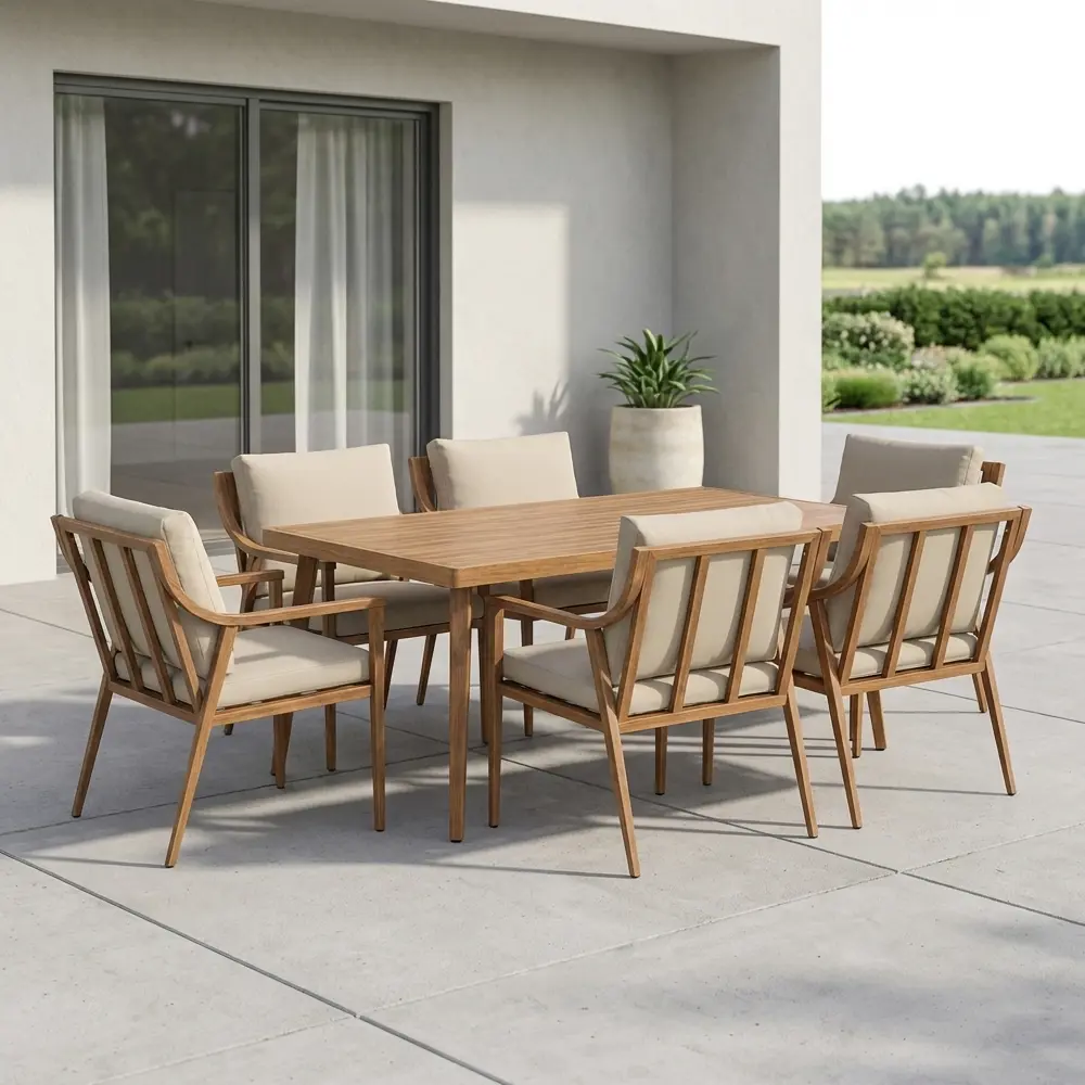 Набор садовой мебели для обеда с подушками  BEGINIA Komito Алюминий Стол, 4 кресла Бежевый; Коричневый STLM-2048315 - Вид №17