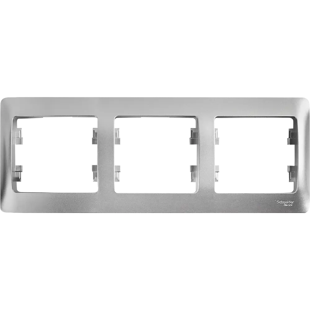 Рамка Schneider Electric Glossa для розеток и выключателей на 3 поста в алюминиевом исполнении 86710225 STLM-0070829