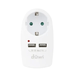 Разветвитель Duwi 1 розетка 2 USB с заземлением 16 A цвет белый