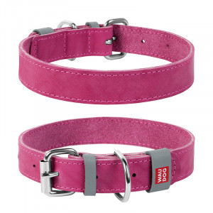 ПР0053724 Ошейник для собак Waudog Classic кожа, металлическая пряжка (шир. 20мм, дл. 30-39см) розовый COLLAR