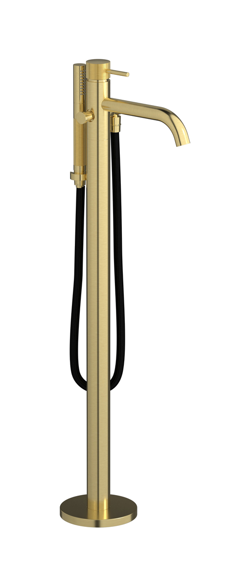 Напольный смесиель для ванны с встроенным душем. WE ARE IB id399is Brushed Pale Gold Industria