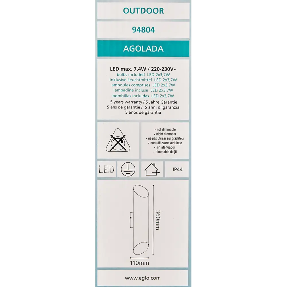 Светильник настенный уличный Eglo «Agolada» IP44 STLM-2180965 - Вид №8