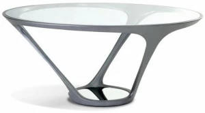 Roche Bobois Круглый обеденный стол из стали и стекла Les contemporains