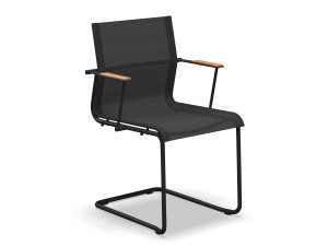 Тканевый консольный штабелируемый садовый стул с подлокотниками