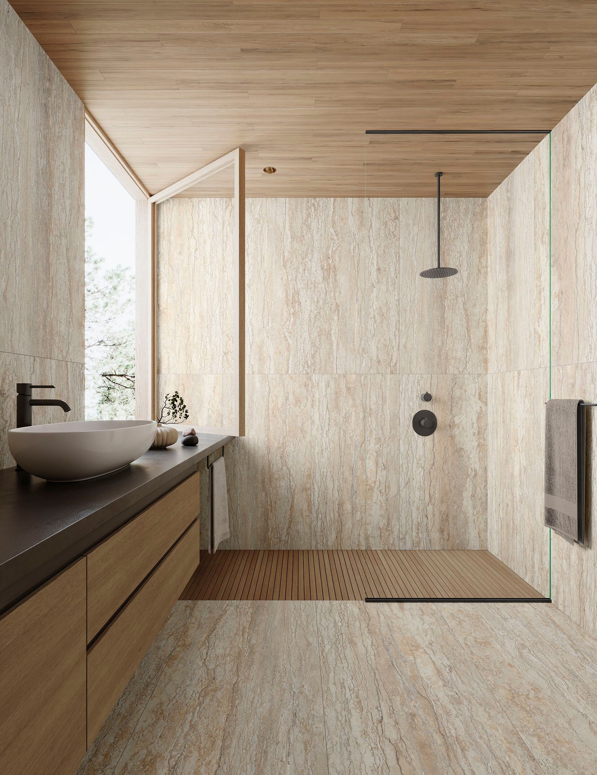 Мраморный эффект глазурованного керамогранита/напольного покрытия Gayafores TRAVERTINO ARCH-00120800 - Вид №3