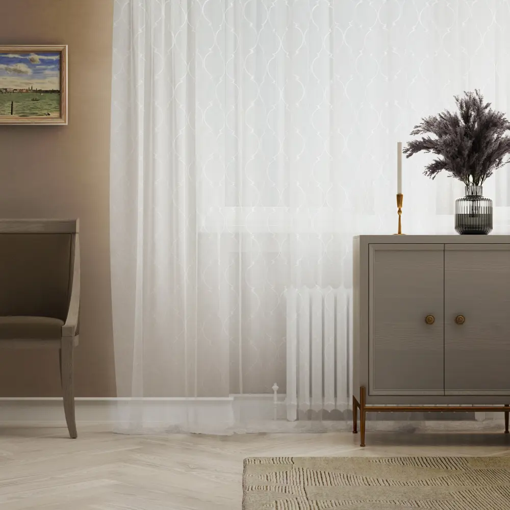 Тюль на ленте Венеция 250x260 см цвет белый 88109977 STLM-2110965 MIAMOZA 