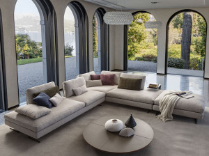 Угловой съемный диван из ткани