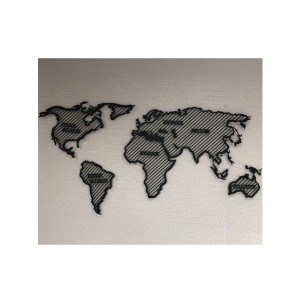 Панно настенное металлическое "Геометрическая Карта Мира" материк150х80см черный BUANART