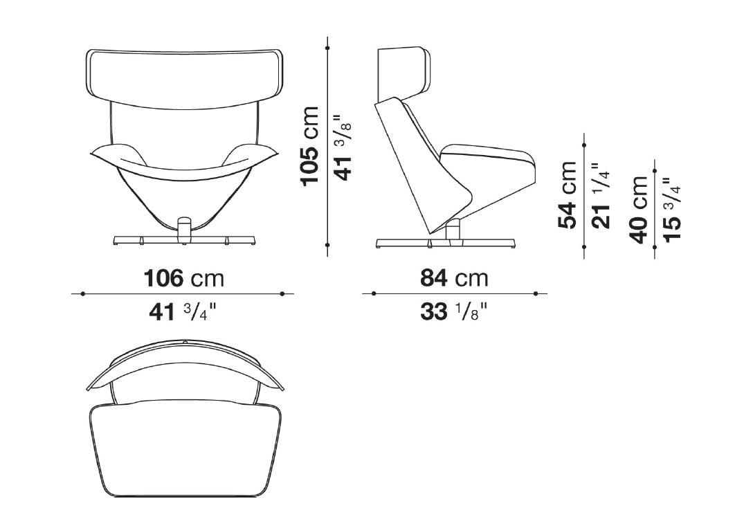 5-спицевое вращающееся кресло с подголовником B&B Italia Almora ARCH-00143016 - Вид №7
