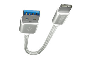17456424 Кабель TypeC-USB A USB3.0 нейлон Silver, длина 0,2м, B210, 67436 Interstep