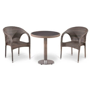 Мебель садовая, столик и кресла серые на 2 персоны Nomi AFINA  130539 Коричневый