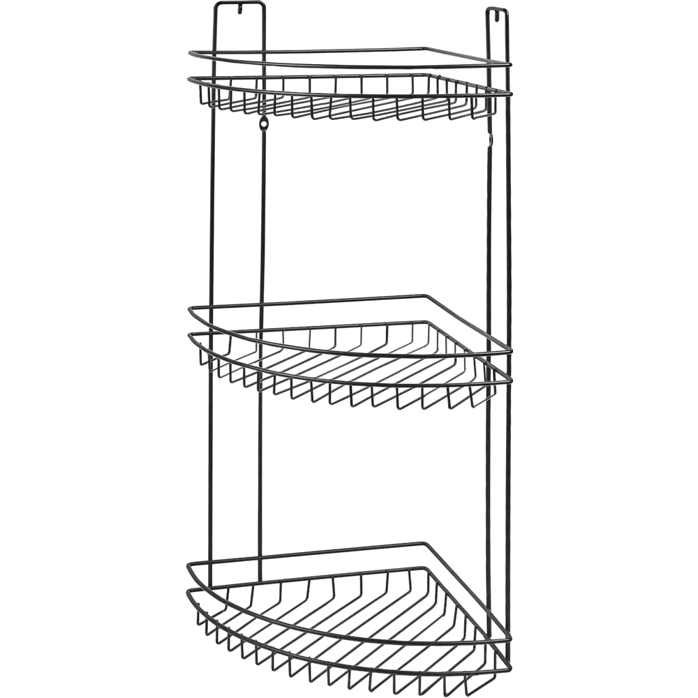 Полка для ванной комнаты Rely трехъярусная угловая 22x22x59.6 см, металл, цвет чёрный 83024902 STLM-2018938 LEMER