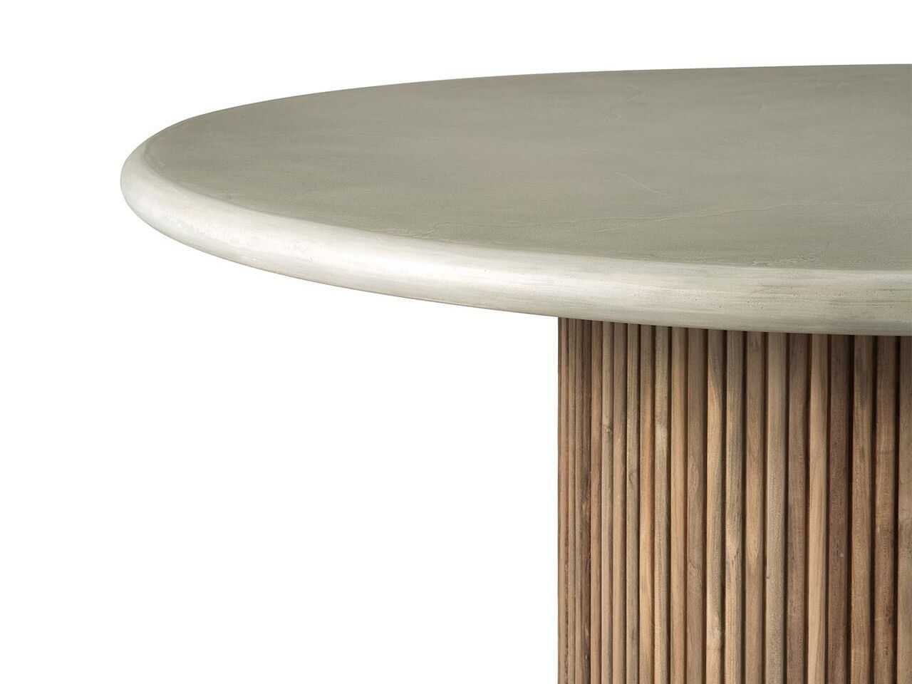 Круглый садовый стол из бетона и тика Ethnicraft Roller Max ARCH-00043951 - Вид №1
