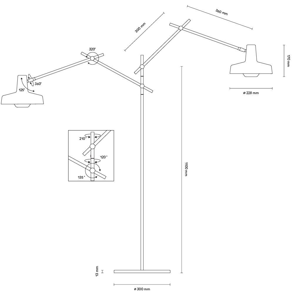 Двойной и регулируемый торшер Grupa Arigato ARCH-00014862 - Вид №8