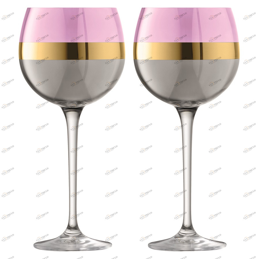 Набор из 2 круглых бокалов 525 мл розовый Bangle LSA INTERNATIONAL ДИЗАЙНЕРСКИЕ 00-3863236 Прозрачный;розовый 