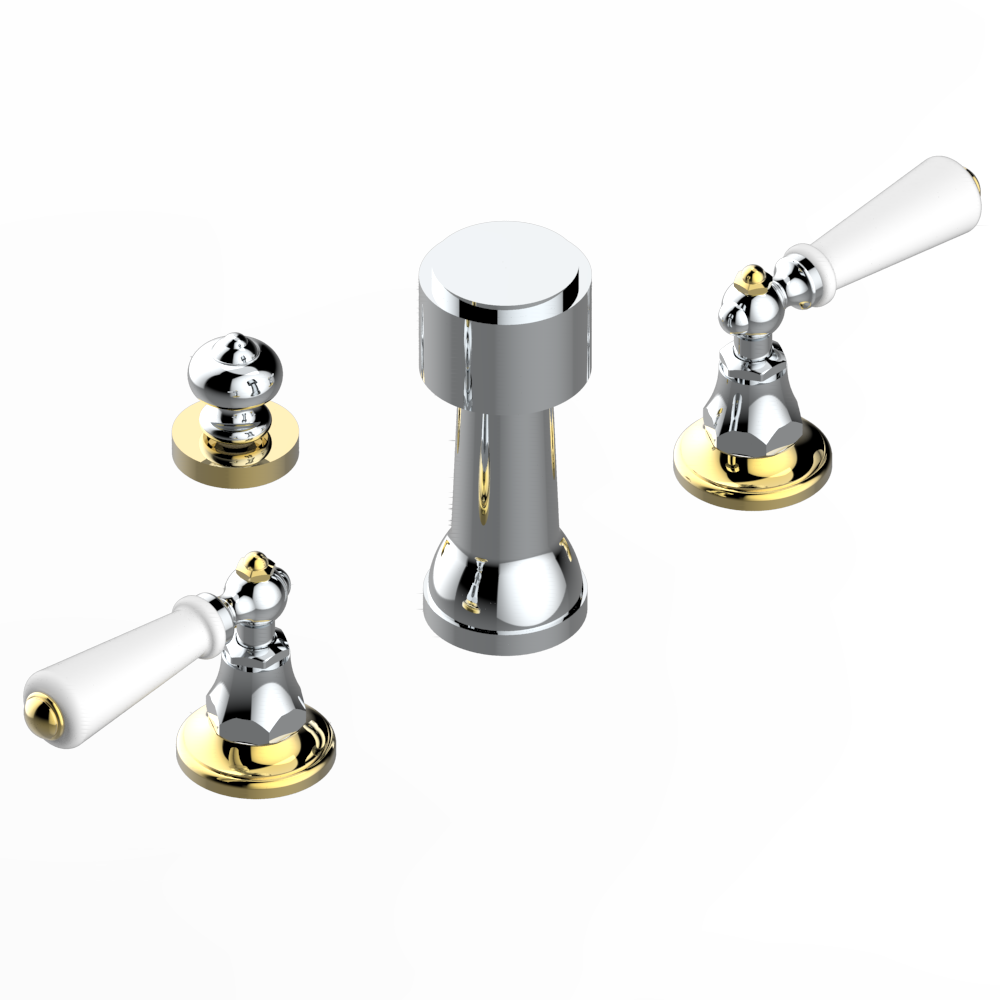 A04-207KA Смеситель для биде KOHLER с вакуумным прерывателем Thg-paris Broadway с рукоятками Хром/золото A04 207KA CAT.A