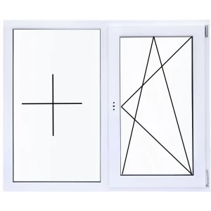 Окно пластиковое ПВХ VEKA двустворчатое 1160x1200 мм (ВхШ) однокамерный стеклопакет белый/белый