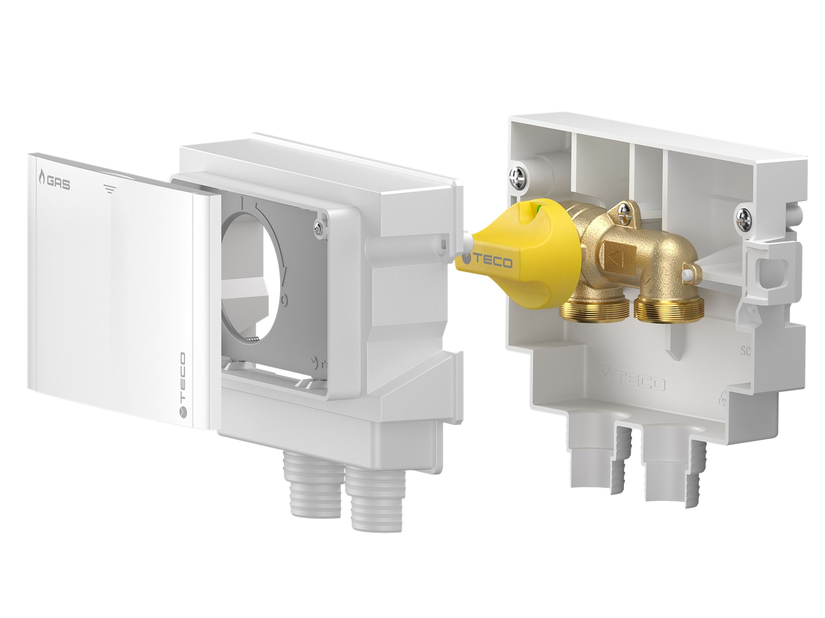 Утопленный газовый запорный кран с U-образными соединениями вниз TECO ARCH-00099333 - Вид №2