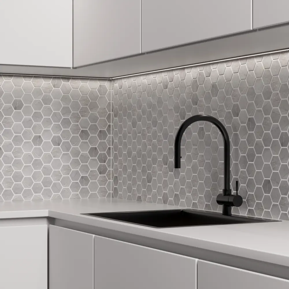 Мозаика керамическая Smart Mosaic Homework Hexagon Marblegrey Мат 27.1x28.2 см цвет серый STLM-2030911 - Вид №6