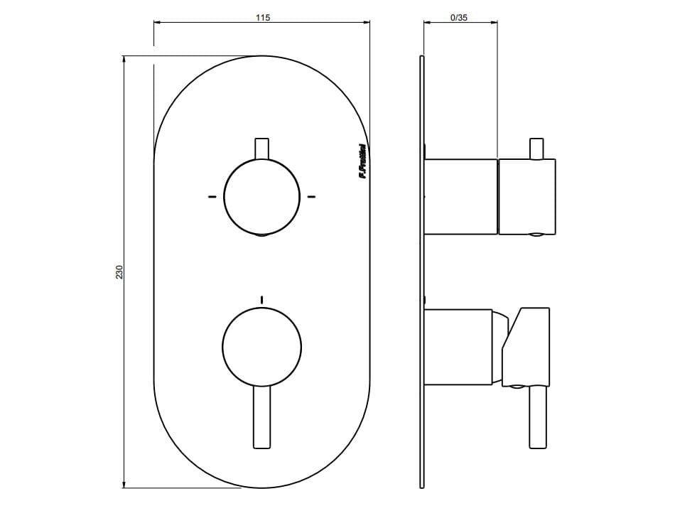 Однорычажный смеситель для душа с переключателем Rubinetterie Frattini Pepe XL ARCH-00073834 - Вид №12