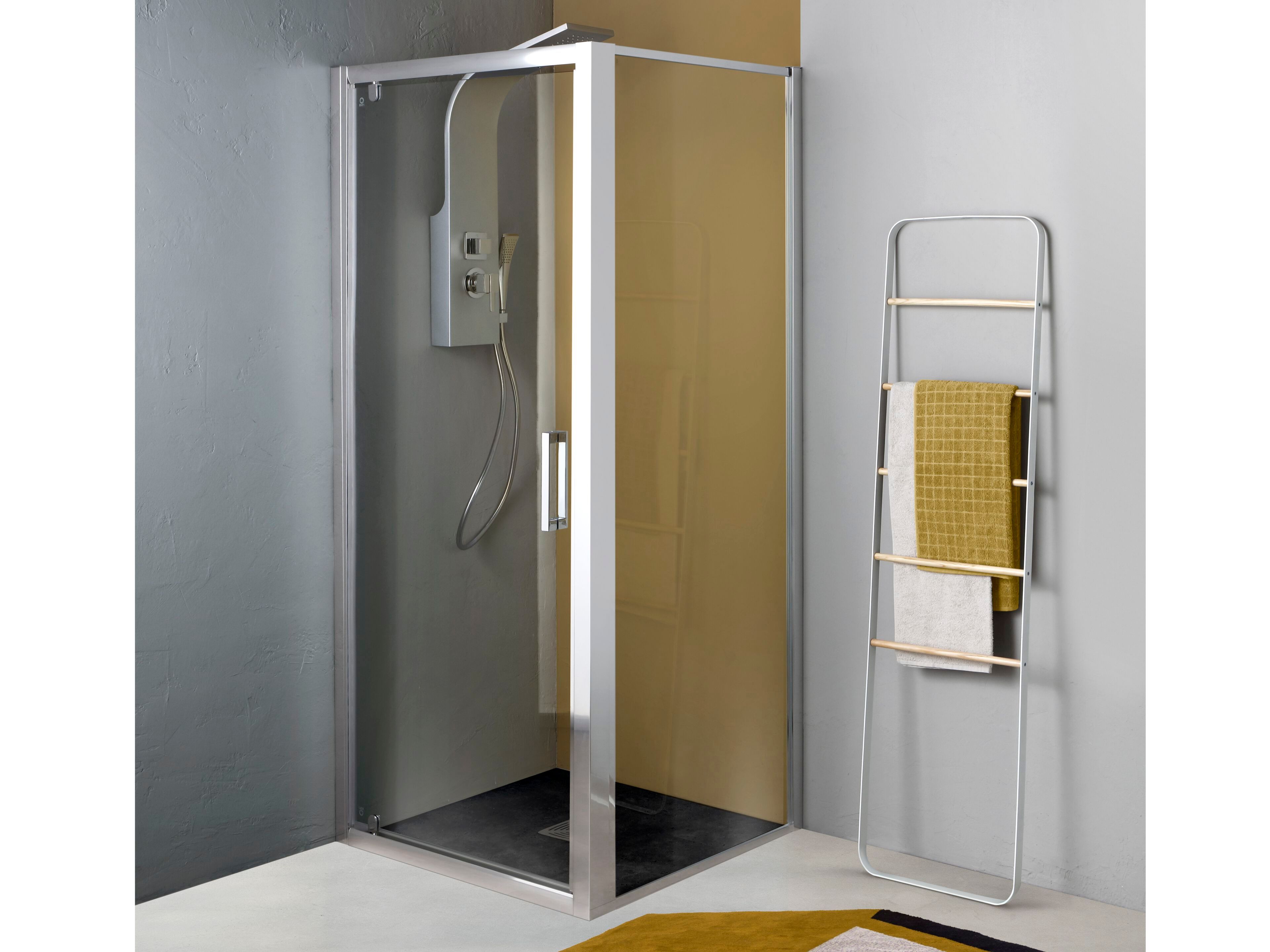 Алюминиевая и стеклянная угловая душевая кабина с распашной дверью TAMANACO FPB40 ARCH-00045822