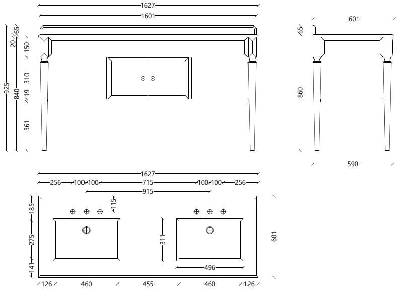 Двойная деревянная раковина со встроенной раковиной Park Avenue CHARLENE 2 ARCH-00126397 - Вид №2