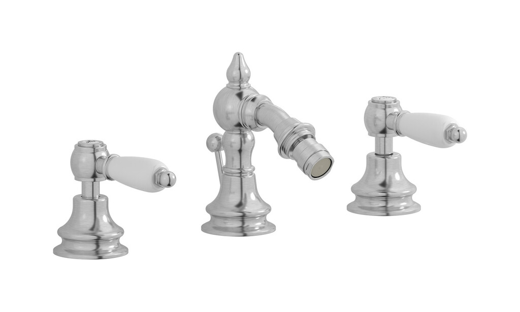 Смеситель для биде на 3 отверстия с донным клапаном WE ARE IB hl393ss_2 Brushed Nickel Hermes