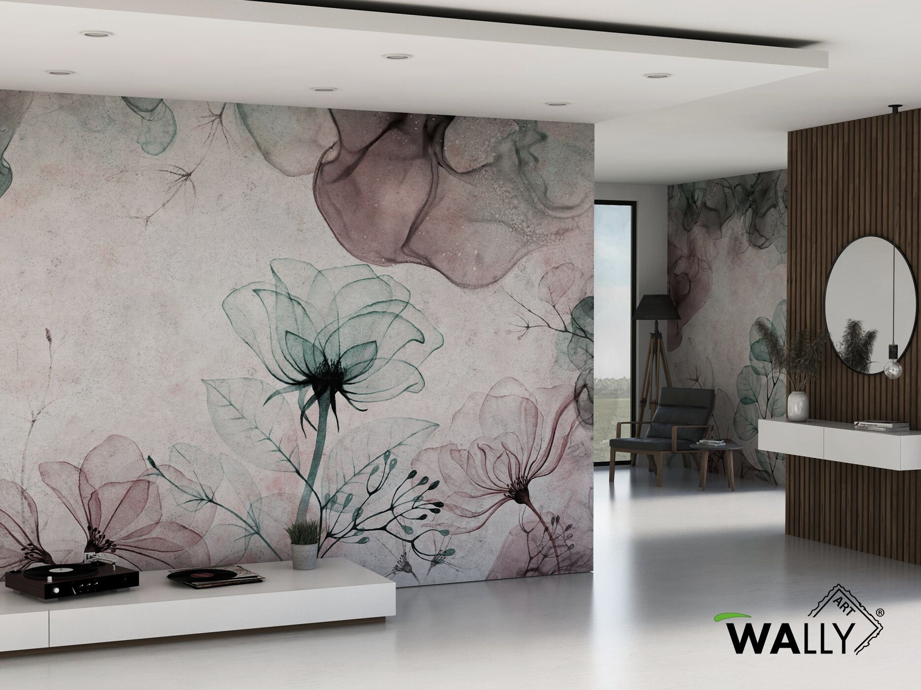 Моющиеся нетканые обои с цветочным рисунком WALLYART Lacollection ARCH-00133943