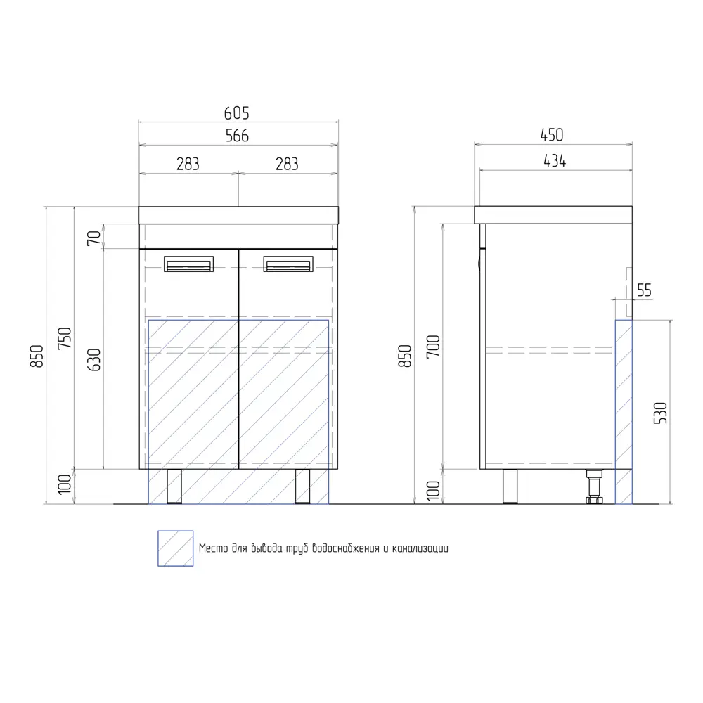 Тумба Vigo Milk 60 для ванной комнаты с регулируемыми опорами 83515683 STLM-0041647 - Вид №9